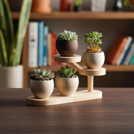 Wooden tiered desktop display stand for small decor on table
