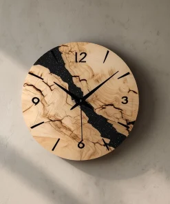 Marbled Pattern Circular Wooden Wall Clock