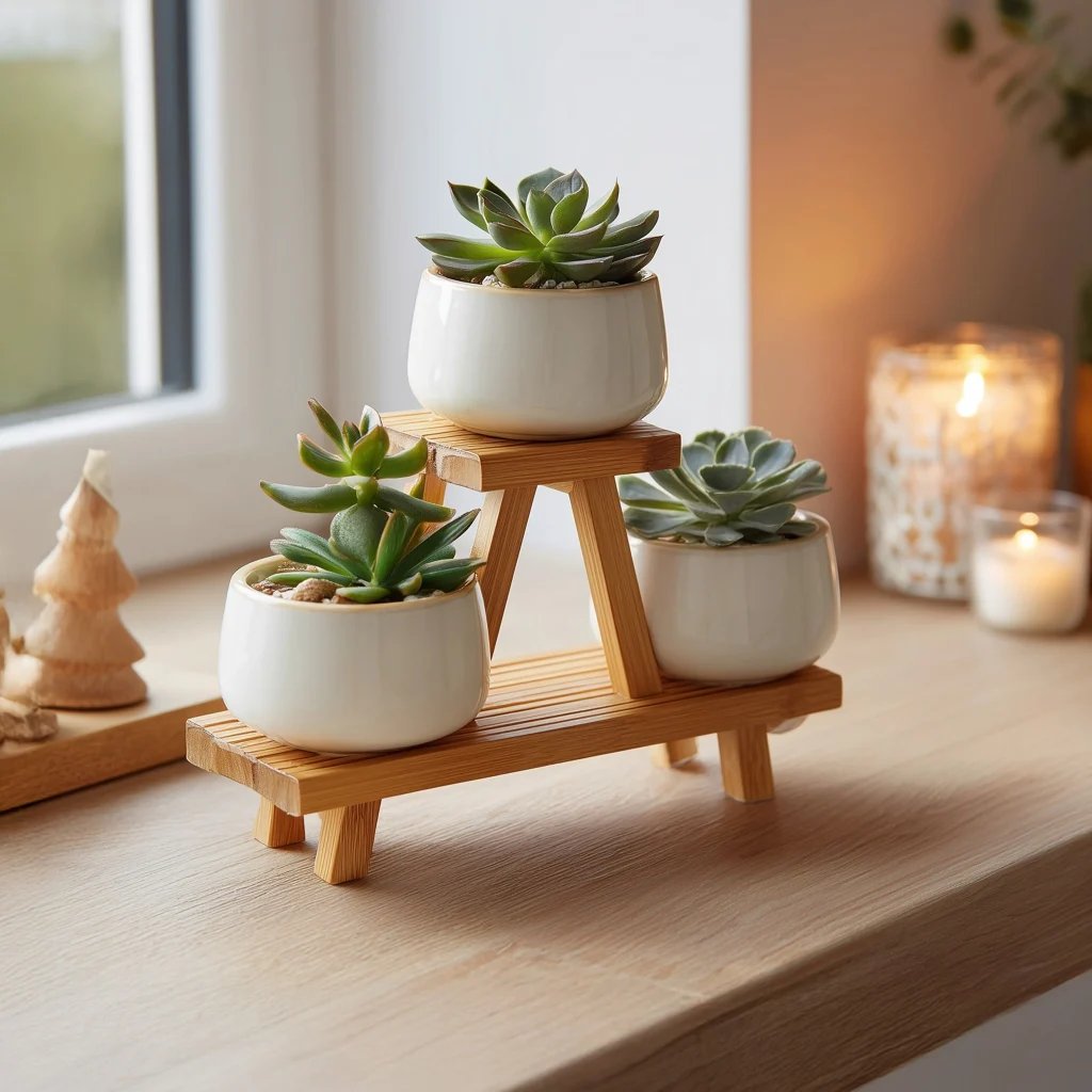 Mini Wooden Step Display Stand For Tabletop Decor