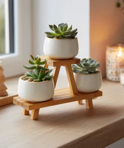 Mini Wooden Step Display Stand For Tabletop Decor