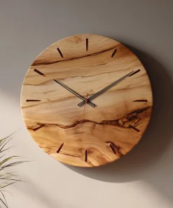 Natural Grain Round Wooden Wall Clock With Minimal Markers