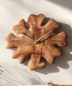 Organic Form Wooden Wall Clock with Sculpted Silhouette