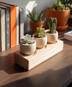 Rectangular Wooden Trio Display Block For Tabletop Decor