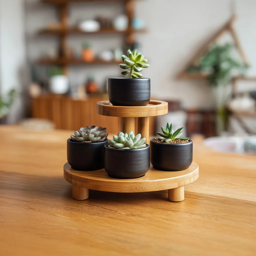 Round Wooden Tier Display Stand For Tabletop Styling