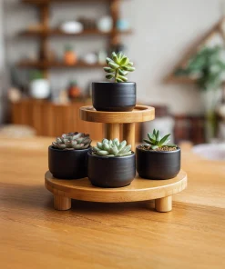 Round Wooden Tier Display Stand For Tabletop Styling