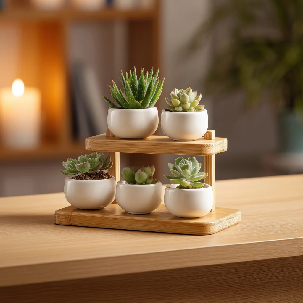 Tiered Wooden Tabletop Display Organizer