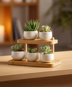 Tiered Wooden Tabletop Display Organizer