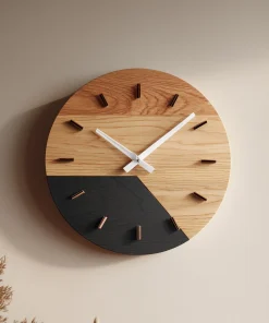 Two-Tone Circular Wooden Wall Clock